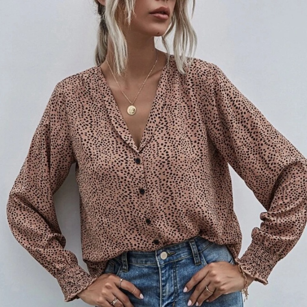 Dalmatian print button up blouse